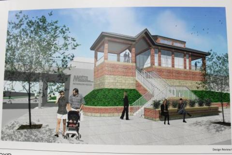 Mock-up of new Metra Edgewater station at Peterson and Ravenswood in Chicago